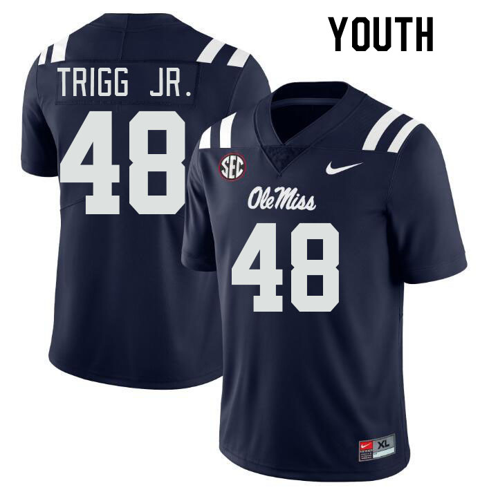 Youth #48 Mark Trigg Jr. Ole Miss Rebels College Football Jerseyes Stitched Sale-Navy